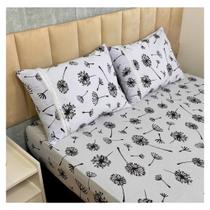 Jogo de Lençol de Malha Queen 3 peças Estampado 100% Algodão Elástico Fronha c/ Zíper