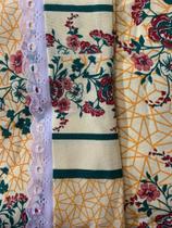 Jogo De Lençol De Malha Solteiro Amarelo Florido 2,20M X 1,40M Jogo De Lençol De Malha Solteiro Amarelo Florido 2,20M X 1,40M