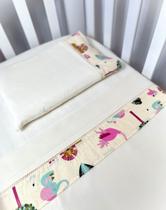 Jogo de Lençol de Mini Berço P.P 03 Peças - Girafa Pink