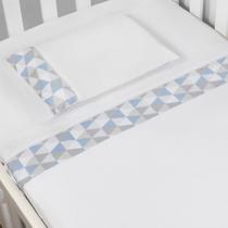 Jogo de Lençol de Mini Berço P.P 03 peças - Losango Azul