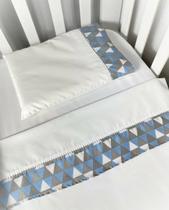 Jogo de Lençol de Mini Berço P.P Poliéster 03 peças - Losango Azul