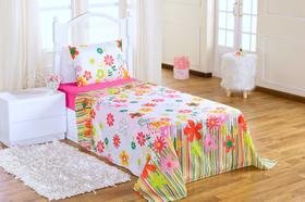 Jogo de lençol de Solteiro Quarto Infantil 3 pçs Jardim Pink