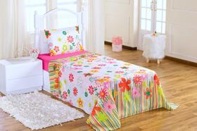 Jogo De Lençol De Solteiro Quarto Infantil 3 Pçs Jardim Pink