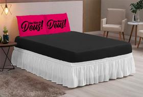 jogo de lençol Deus 03 peças casal queen box hipercal estampado Pink Preto