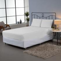 Jogo De Lençol Dia A Dia Liso 3 Peças Casal 80% Algodão 20% Poliéster Percal 140 Fios - Branco