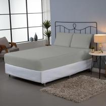 Jogo De Lençol Dia A Dia Liso 3 Peças Casal 80% Algodão 20% Poliéster Percal 140 Fios - Cinza