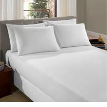 Jogo De Lençol Elástico Casal Padrão 3 Peças 100 Algodão Cor Branco