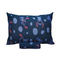Jogo De Lençol Elastico Solteiro infantil Lilo Stitch Azul
