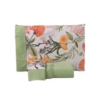 Jogo de Lençol Encantare Ponto Palito Estampado Completo 4 Peças Casal 80% Algodão / 20% Poliéster Percal 180 Fios