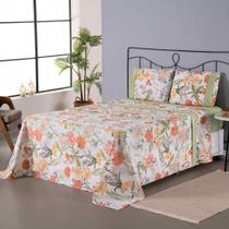 Jogo de Lençol Encantare Ponto Palito Estampado Completo 4 Peças Queen percal 180 fios.