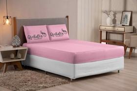 Jogo De Lençol estampa Gratidão casal queen 03 peças Todo Rosa