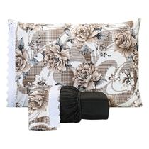 Jogo De Lençol Estampado Casal Super King 03 Peças Flores Marrom Jogo De Lençol Estampado Casal Super King 03 Peças Flores Marrom