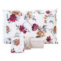 Jogo De Lençol Estampado Casal Super King 03 Peças Flores Palha Jogo De Lençol Estampado Casal Super King 03 Peças Flores Palha