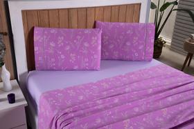 Jogo de Lençol Floral Lilás 100 Algodão Extra Macio Solteiro Casal Queen e Super King