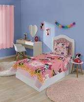 Jogo de Lençol Fronha Cama Solteiro Infantil Minnie Menina Rosa 3 peças Lepper