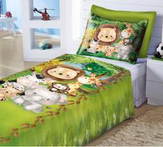 Jogo De Lençol + Fronha Quarto Infantil Safari Aquarela