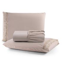 Jogo de Lençol Gippir Queen Percal 200 Fios 3 Peças - Avelã