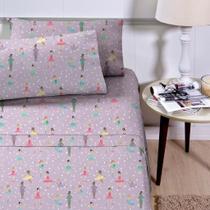 Jogo de Lençol Infantil 3 Peças Solteiro180 Fios Poliéster Estampado Corttex