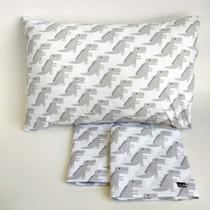 Jogo de lençol infantil VivaIN 3 peças Dinossauro Cinza