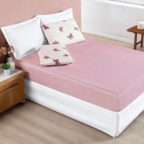 Jogo De Lençol Júlia King 3 Peças Micropercal 200 Fios Macio - Borboleta Rosa
