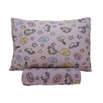 Jogo de Lençol KazzaVip Baby Malha 100% Algodão Berço Americano Estampado Nuvem e Unicórnio Com Elástico 2 Peças Rosa