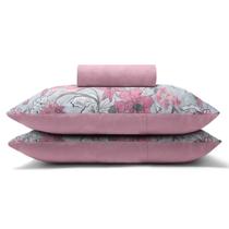 Jogo de Lençol KazzaVip Casal Malha 100% Algodão Basic Dinas 3 Pçs Rose