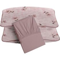 Jogo de Lençol KazzaVip Casal Malha 100% Algodão Carine 3 peças Linha Premium Rose