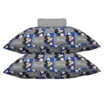 Jogo de Lençol KazzaVip Casal Malha 100% Algodão Play Disney Mickey Quadros 3 Peças Cinza