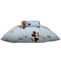Jogo de Lençol KazzaVip Solteiro Malha Mista 70% Algodão e 30% Poliéster Estampado Disney Mickey Formas Kids 2 Peças Azul