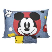 Jogo de Lençol KazzaVip Solteiro Malha Mista 70% Algodão e 30% Poliéster Joy Disney Mickey Big 02 Peças Azul