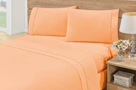 Jogo de Lençol King 3 Peças Percal 180 Fios Ponto Palito - Salmão - Reliquias do Interior