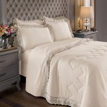 Jogo De Lencol King 4 Peças 300 Fios Renda - Bouton Creme U