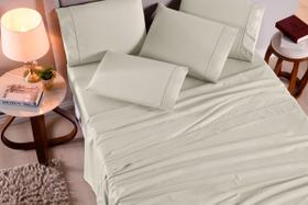 Jogo de lençol king 4 peças palha 100% algodão 200 fios