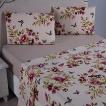Jogo De Lençol King Algodão 4P Estampado Jardim Rosa Jogo De Lençol King Algodão 4P Estampado Jardim Rosa
