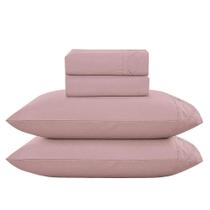 Jogo De Lençol King Bordado Romance 300 Fios 4 Peças - Malva