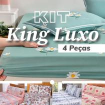 Jogo de Lençol King - Microfibra Estampado - 4 Peças - Estampas Sortidas