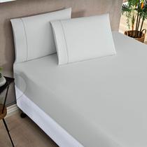 Jogo de Lençol King Percale 200 Fios Ponto Palito Elegance 03 Peças Cinza Jogo de Lençol King Percale 200 Fios Ponto Palito Elegance 03 Peças Cinza
