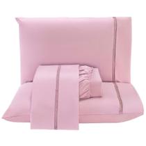 Jogo De Lençol King Roma Micropercal 300 Fios Toque De Algodão 4 Peças - Malva