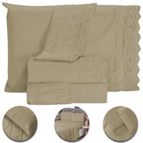 Jogo De Lençol King Size 3 Peças 400 Fios Micropercal Bordado Inglês Toque Macio Luxo Premium Jogo De Lençol King Size 3 Peças 400 Fios Micropercal Bordado Inglês Toque Macio Luxo Premium