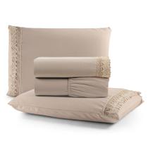 Jogo De Lençol King Suavitec Com Grippir 4 Peças - Avelã Jogo De Lençol King Suavitec Com Grippir 4 Peças - Avelã