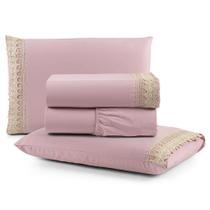 Jogo De Lençol King Suavitec Com Grippir 4 Peças - Rosê Jogo De Lençol King Suavitec Com Grippir 4 Peças - Rosê