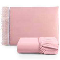 Jogo de Lençol Lese Percal 180 Fios Solteiro 2 Peças Barato - Rosê - 100% Algodão