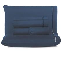 Jogo De Lençol Lidian Liso Queen 4 Peças Hiperpercal Peletizado 180 Fios - Azul Marinho