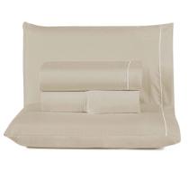 Jogo De Lençol Lidian Liso Queen 4 Peças Hiperpercal Peletizado 180 Fios - Cáqui