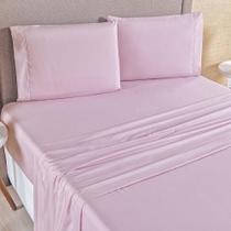 Jogo De Lençol Lidian Liso Queen 4 Peças Hiperpercal Peletizado 180 Fios - Rosê