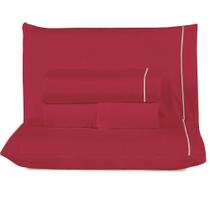 Jogo De Lençol Lidian Liso Queen 4 Peças Hiperpercal Peletizado 180 Fios - Vermelho