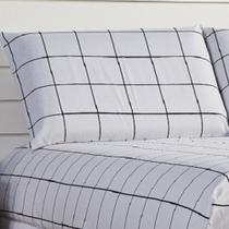 Jogo de Lençol Lines Casal Micropercal 3pç 80% Algodão 20% Poliéster - Branco