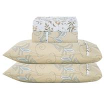 Jogo De Lençol Lislie Casal 4 Peças Micropercal 300 Fios Estampado Floral-Ramo Creme-100% Poliéster Jogo De Lençol Lislie Casal 4 Peças Micropercal 300 Fios Estampado Floral-Ramo Creme-100% Poliéster