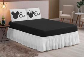 jogo de lençol liso 03 peças hipercal 200fios casal queen ele/ela preto cinza jogo de lençol liso 03 peças hipercal 200fios casal queen ele/ela preto cinza