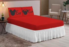 jogo de lençol liso 03 peças hipercal 200fios casal queen ELE/ELA TODO VERMELHO